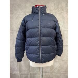 Lacoste Women's Navy / Red Zipper Front Hooded Padded Reversible Jacket Size 40